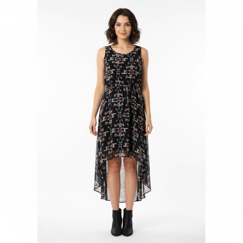 Max C London NWOT Black Geometric High Low Dress Sleeveless Lined